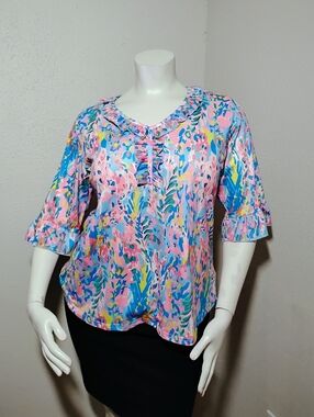 New Spring Multicolor Women Top Tropical Blouse Plus Size
